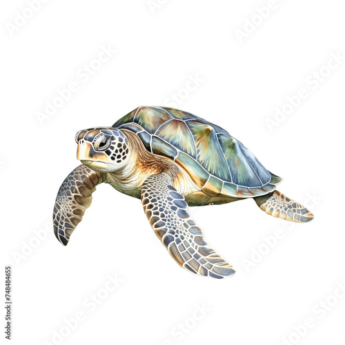 Turtle watercolor clipart illustration on transparent background