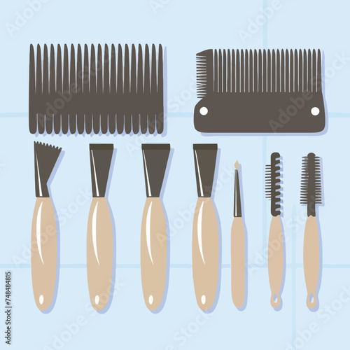Plastic combs Vector illustration set