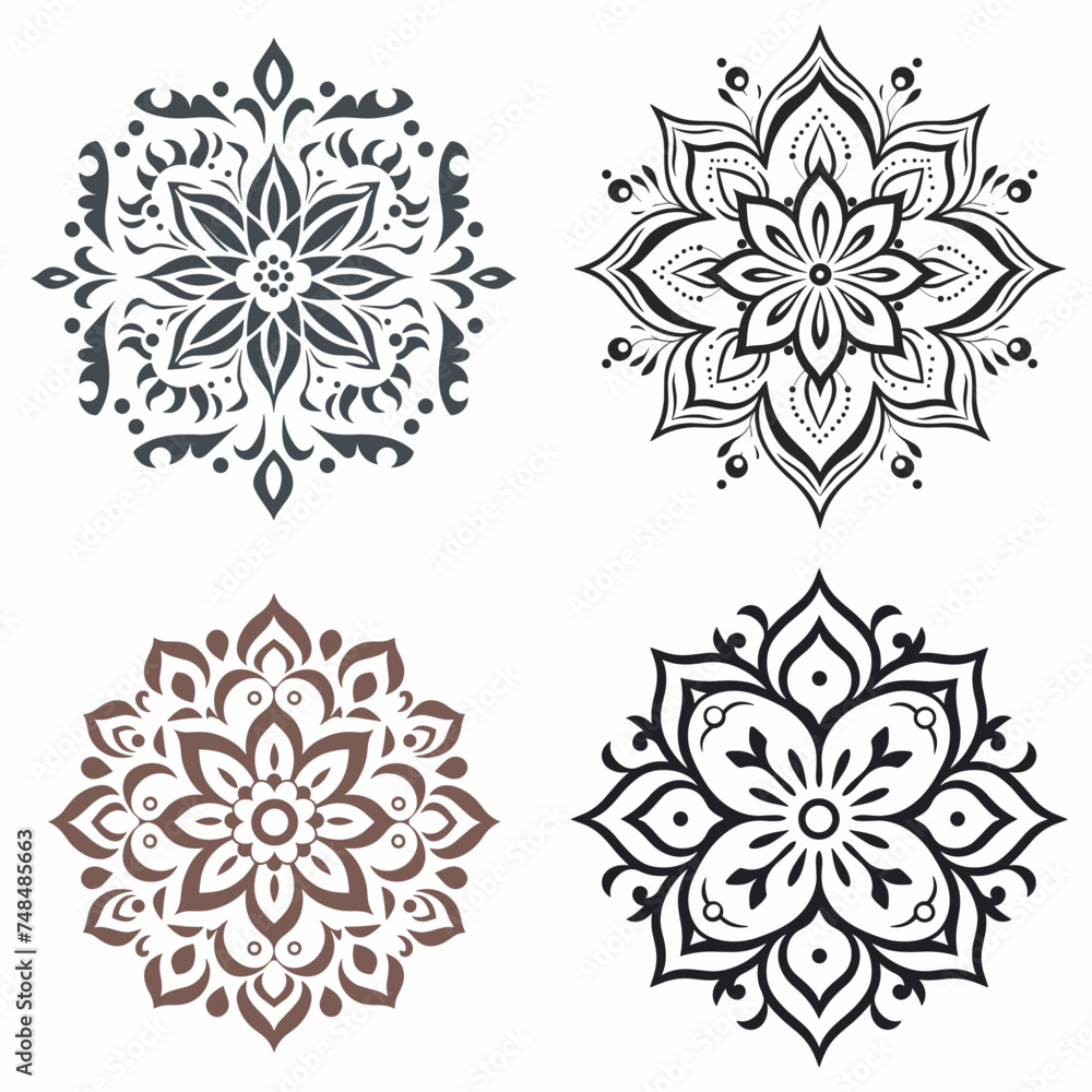 Fototapeta premium Rangoli Stencil (Outline for Creating Rangoli). simple minimalist isolated in white background vector illustration