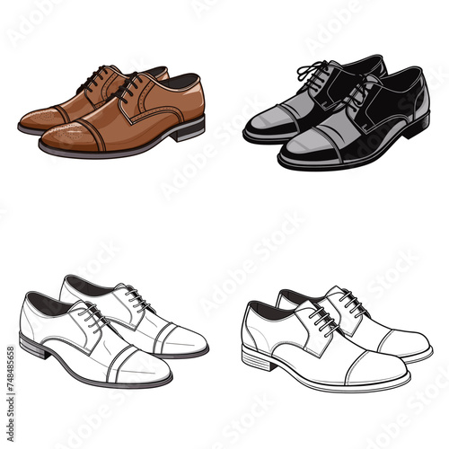 Dress Shoes (Formal Leather Shoes). simple minimalist isolated in white background vector illustration