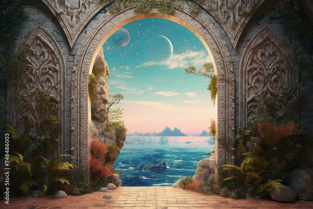 Majestic Portal to paradise door. Freedom door. Generate Ai
