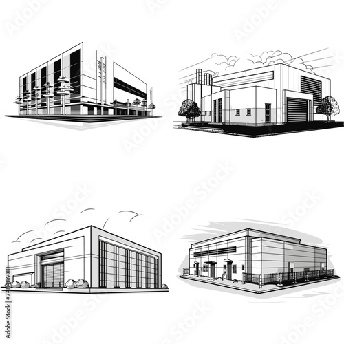 Data Center Building (Illustration of a Data Center). simple minimalist isolated in white background vector illustration
