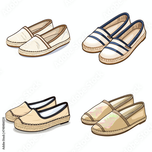 Espadrilles (Canvas Espadrille Shoes). simple minimalist isolated in white background vector illustration