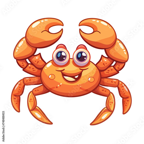 Cute cartoon red crab drawing. Funny smiling crab character. AI Generative