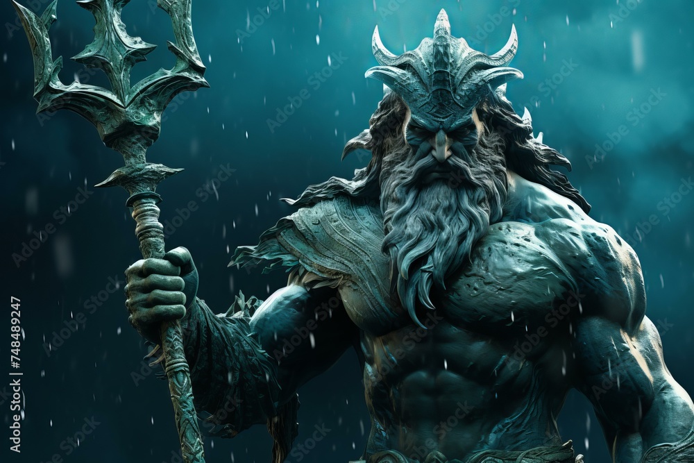Mighty Poseidon trident sea. Water home. Generate Ai Mighty Poseidon trident sea. Water home. Generate Ai