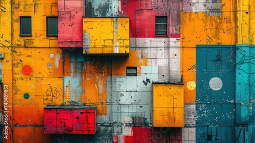Colorful Abstract Urban Building Facade, abstract background