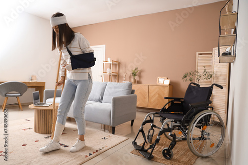 Injured young woman after a...