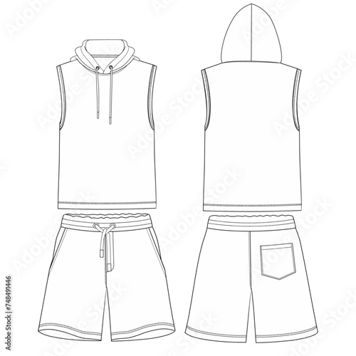  boys sleeveless hoodie with shorts artwork design