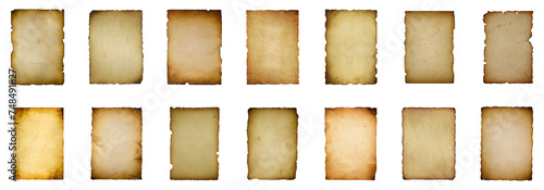 Set Of Old Vintage Parchement Paper Sheet Isolated On Transparent Background