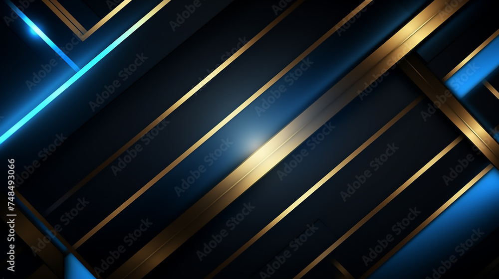 Abstract square technology dark blue gold gradient background with digital geometric shape and line. Abstract technology futuristic glowing blue and gold light lines with speed motion blur effect. Abstract square technology dark blue gold gradient background with digital geometric shape and line. Abstract technology futuristic glowing blue and gold light lines with speed motion blur effect.