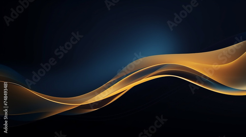 Abstract gold light lines on blue background. Abstract luxury golden lines curved overlapping on dark blue background. premium black and gold geometric background. wave Diamond shape.