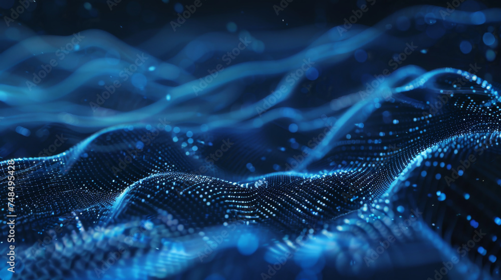 Blue waves and lines on a dark background. Blue waves and lines on a dark background.
