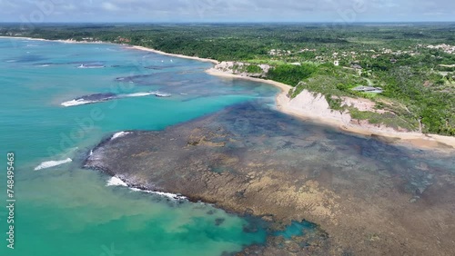 Mirror Beach In Trancoso Bahia Brazil. Beach Landscape. Brazilian Northeast. Bahia Brazil. Seascape Outdoor. Mirror Beach In Trancoso Bahia Brazil. Peaceful Scenery Of Tourism. photo