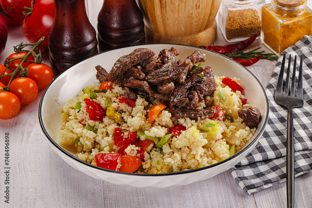 Traditional couscous with beef and vegetables Traditional couscous with beef and vegetables