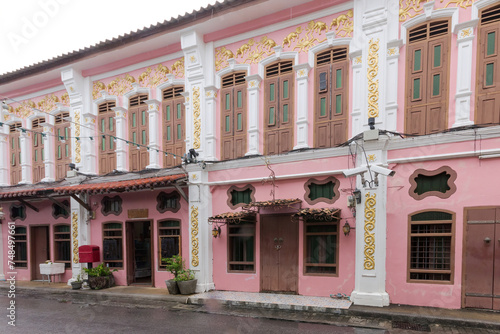 Sino Portuguese architecture shophouses in Soi Romanee, Old Phuket, town, Thailand photo