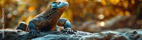 Komodo Dragon. Majestic Predator of Wilderness. With its Powerful Build and Piercing Gaze photo