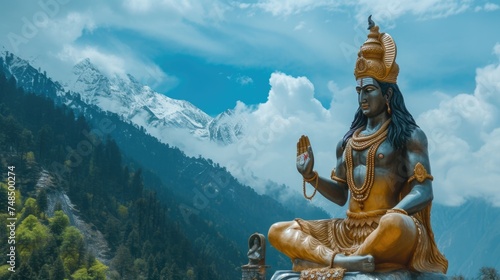 Buddha statue in a mountain setting. Fictional Character Created By Generated By Generated AI.