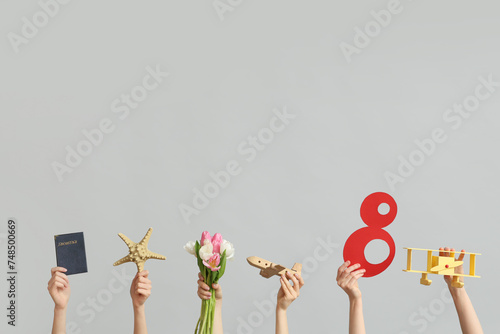 Female hands with paper fig...