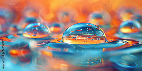 water drops on a flat surface at sunset, © Planetz