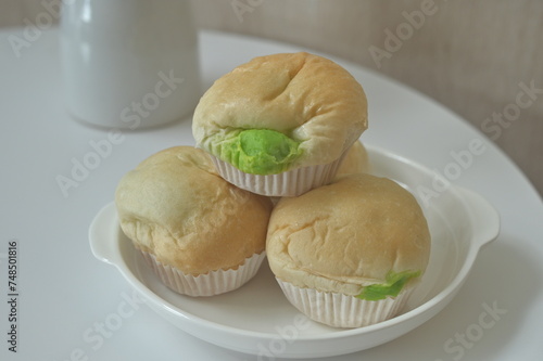 Thai pandan custard bun