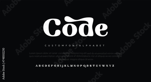 Code Modern minimal abstract alphabet fonts. Typography technology, electronic, movie, digital, music, future, logo creative font. vector illustration