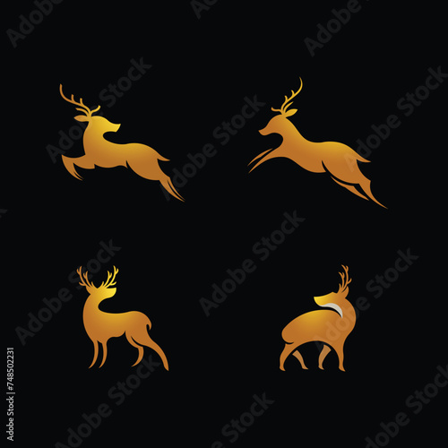 Premium  Modern  Serious  Gold Color Deer Logo Set Collection For Outdoor Or Multi Purpose Company With Back Background