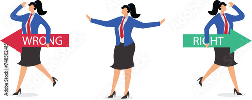 Rejection, Concepts, Creativity, Direction, Directional Sign, Businesswoman,