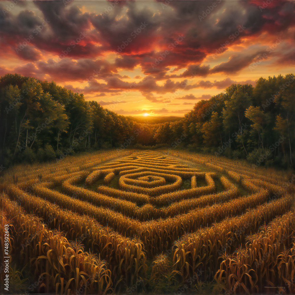 Sunset Over Agricultural Field, Golden Hour Landscape, Rural Farming Scene, Warm Summer Evening Atmosphere Sunset Over Agricultural Field, Golden Hour Landscape, Rural Farming Scene, Warm Summer Evening Atmosphere