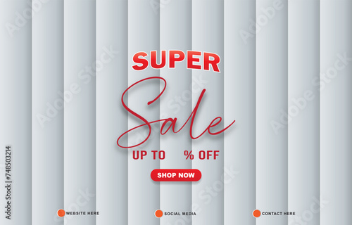 super sale discount template banner with copy space for product sale with abstract gradient white background design