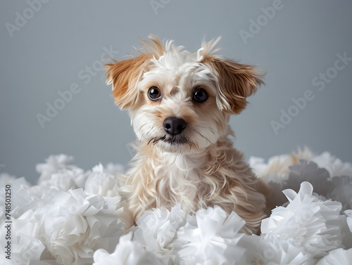 white dog studio portrait, generative ai image
