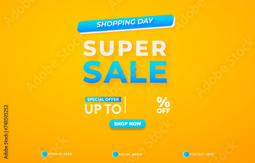 super sale discount template banner with copy space for product sale with abstract gradient yellow background design