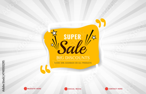 super sale discount template banner with copy space for product sale with abstract gradient white background design