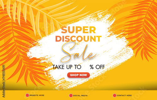 super discount sale template banner with copy space for product sale with abstract gradient orange and yellow background design