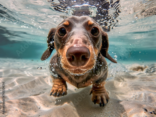 Dog under water , generative ai image