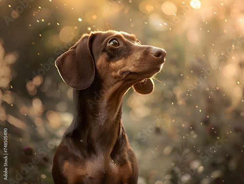 portrait of a dachshund outdoors, generative ai image