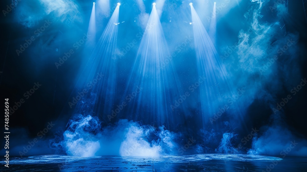 Blue beams slice through the dark, setting the scene for an electrifying show