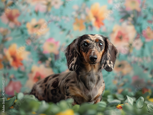 Spring Studio Portrait of a Dog, generative ai image