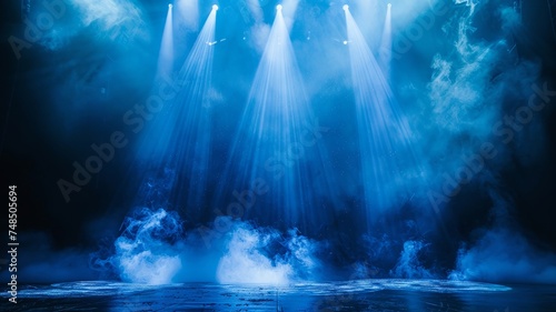 Blue beams slice through the dark, setting the scene for an electrifying show