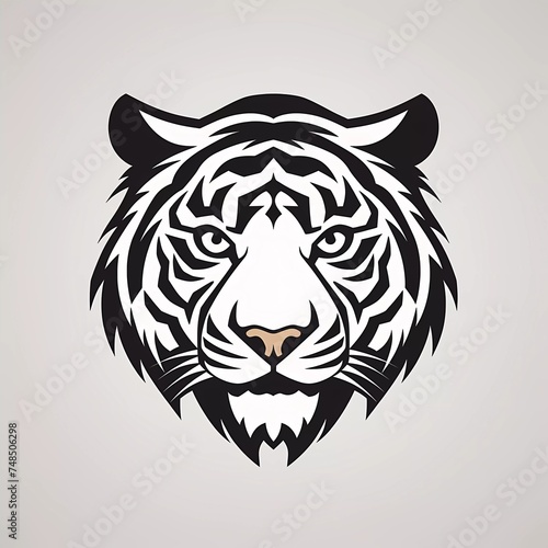 black and white tiger head vector logo  generative ai