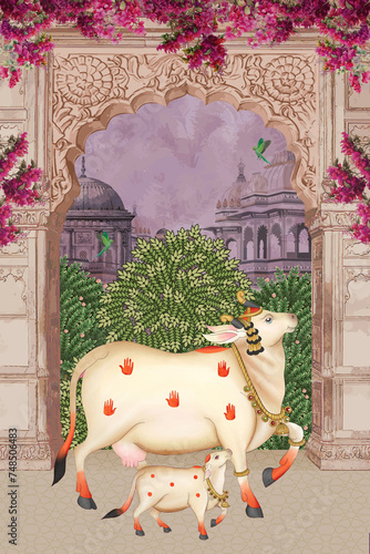 Canvastavla indian cow pichwai art for home decor