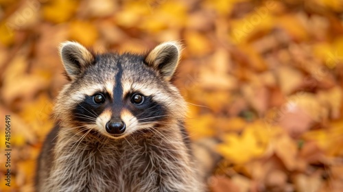 Raccoon in Autumn Generative AI