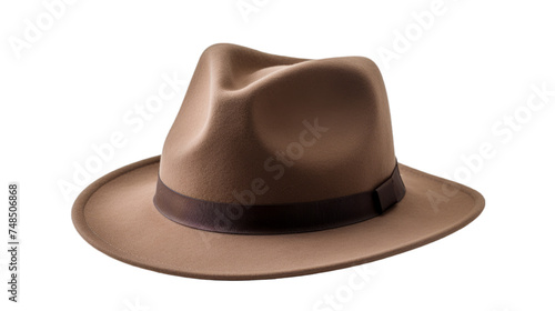 Fedora hat on isolated on transparent png background. Generative ai 