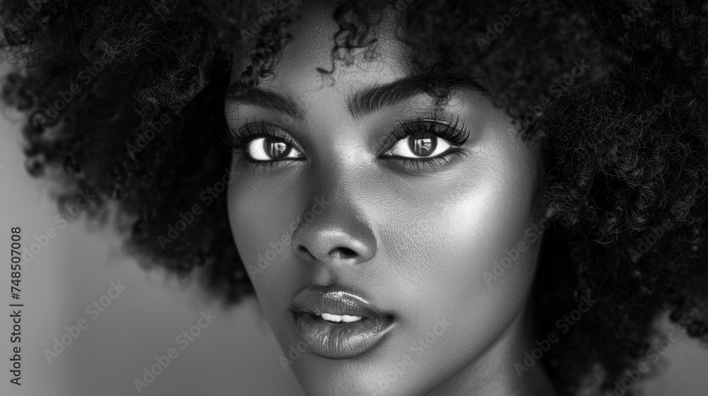 Striking Portrait of a Radiant Afro-Young Woman Generative AI Striking Portrait of a Radiant Afro-Young Woman Generative AI
