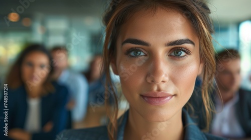 Wallpaper Mural Confident Businesswoman Leading a Meeting Generative AI Torontodigital.ca