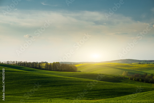 Countryside and green hills landscape