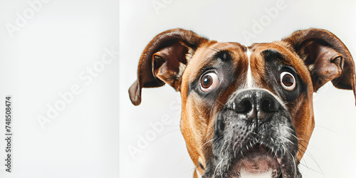 Cheerful Boxer Dog Portrait On white  Background funny style Boxer portrait boxer dog © Muhammad