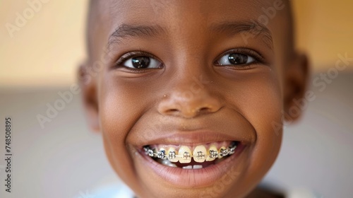 Smiling Boy with Braces Generative AI