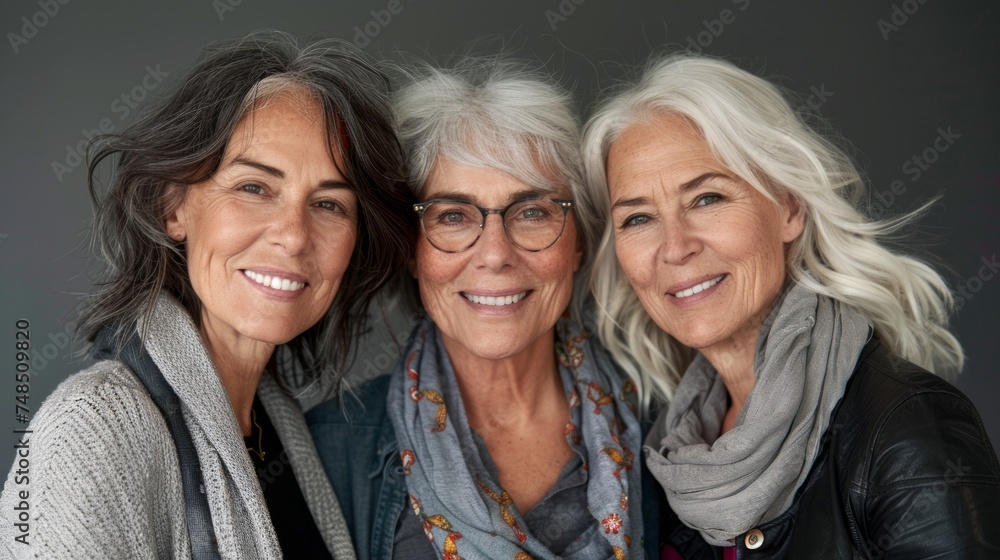 Three Joyful Middle-Aged Women Generative AI Three Joyful Middle-Aged Women Generative AI