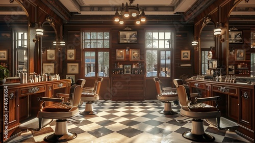 Classic barber shop interior invites patrons into a world of style and tradition