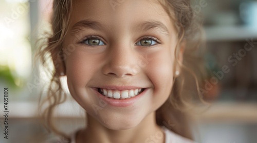 Smiling Child with Missing Teeth Generative AI photo